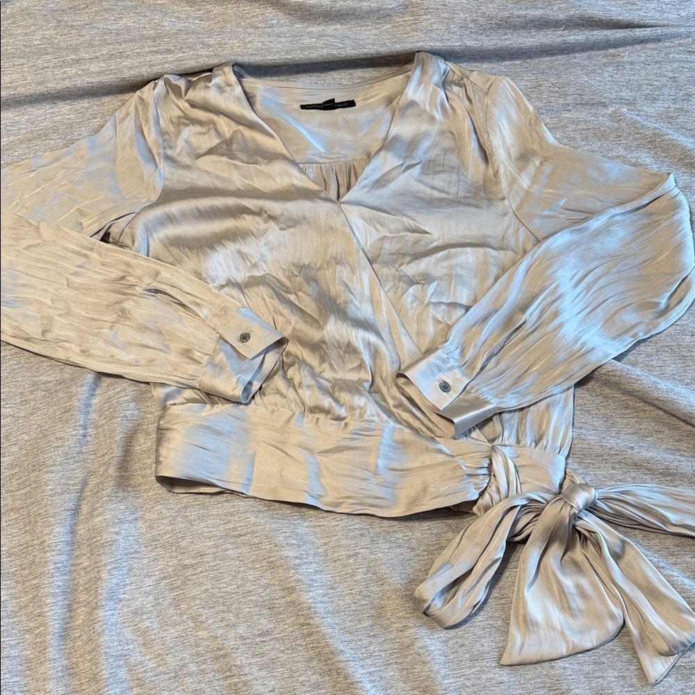 Banana Republic Light Champagne Satin Wrap Blouse Size Small